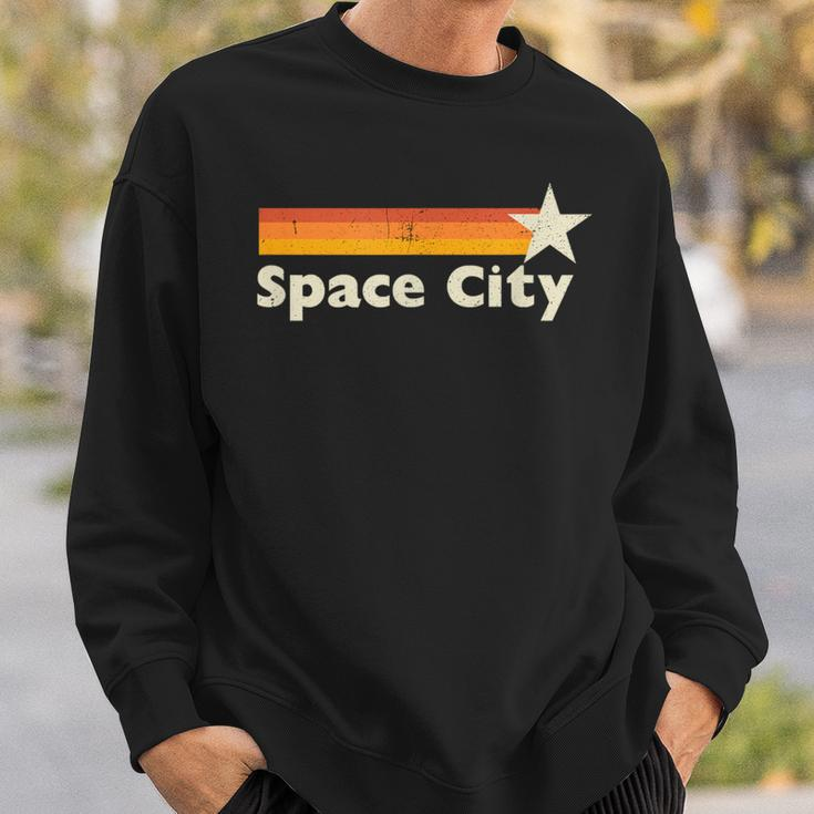 Retro Distressed Houston Baseball Space City Sweatshirt Gifts for Him