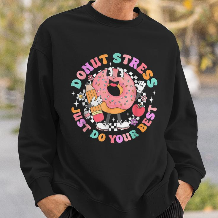 Retro Donut Stress Just Do Your Best Staar Testing Sweatshirt Gifts for Him