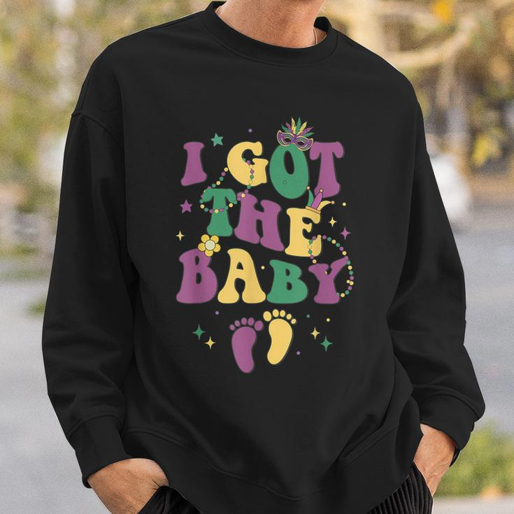 Retro Mardi Gras I Got The Baby Pregnancy Announcement Sweatshirt Gifts for Him