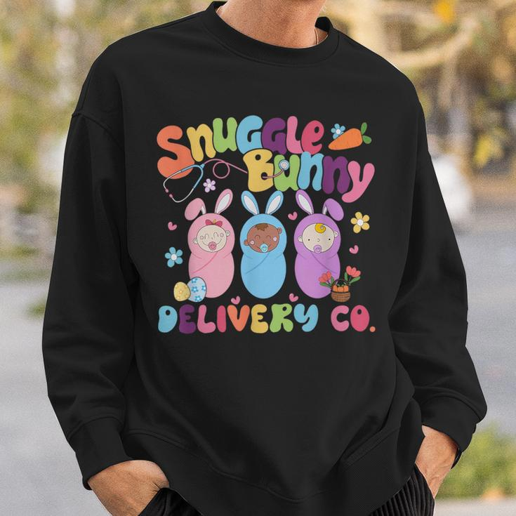 Retro Snuggle Bunny Delivery Easter Labor And Delivery Nurse Sweatshirt Gifts for Him