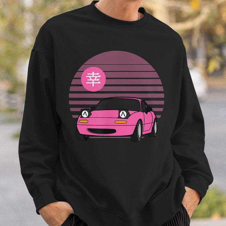 Retro Sonnenuntergang & Sportwagen Grafik Sweatshirt, Stilvoller Print Geschenke für Ihn