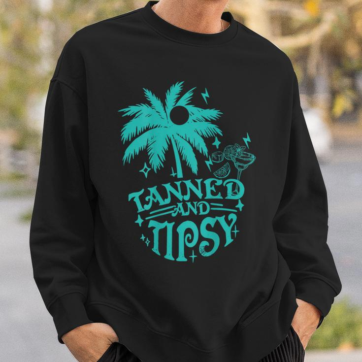 Retro Tanned And Tipsy Cocktail Lover Beach Vacation Sweatshirt Gifts for Him