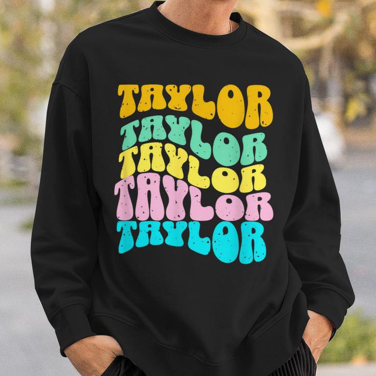Retro Taylor First Name Girls Name Personalized Groovy Sweatshirt Gifts for Him