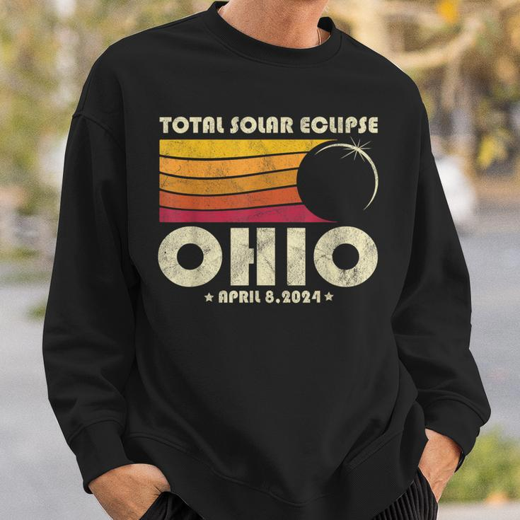 Retro Total Solar Eclipse 2024 Ohio Usa Totality Sweatshirt Gifts for Him