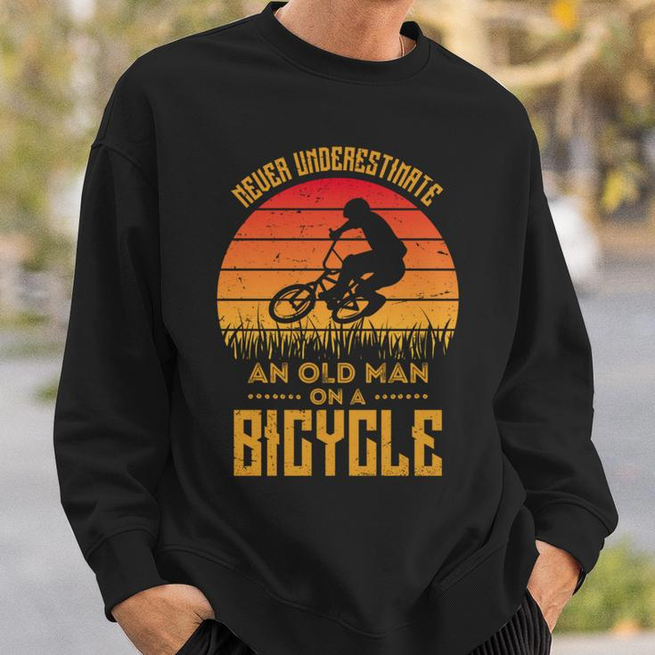 Retro Never Underestimate An Old Man On A Bicycle Sweatshirt Gifts for Him