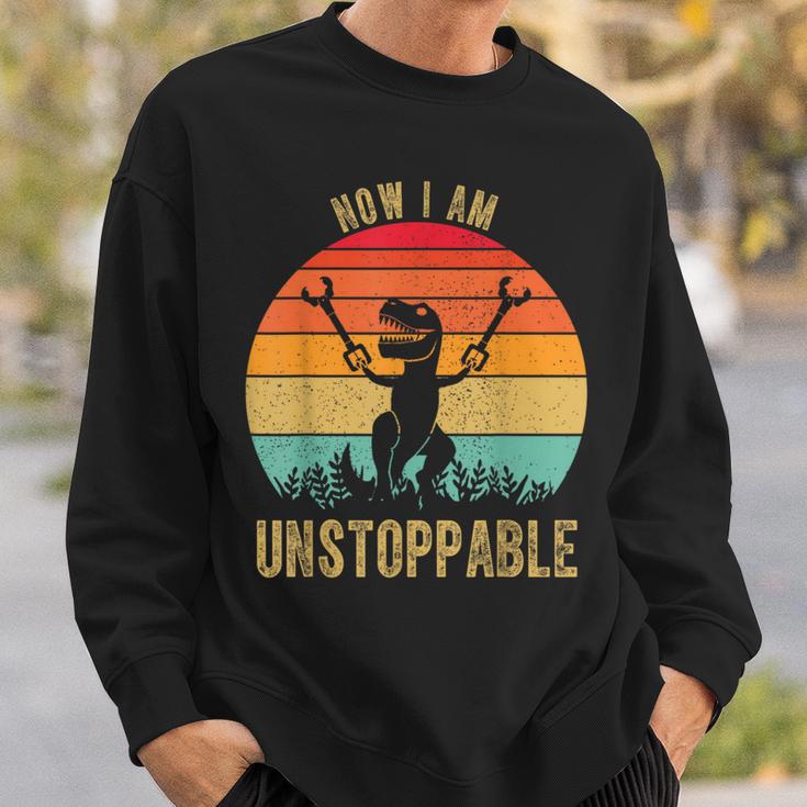 Retro Now I Am Unstoppable T-Rex Vintage Sweatshirt Gifts for Him