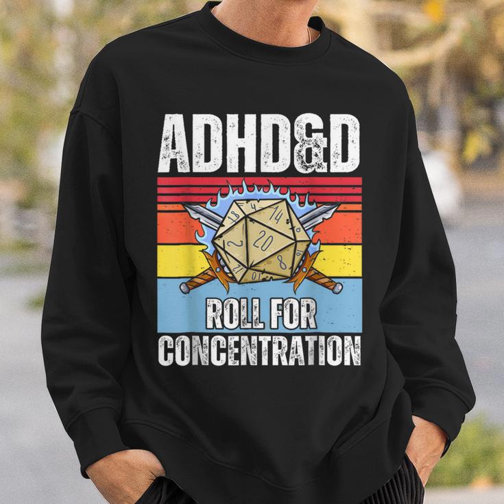 Retro Vintage Adhd&D Roll For Concentration Gamer Sweatshirt Gifts for Him