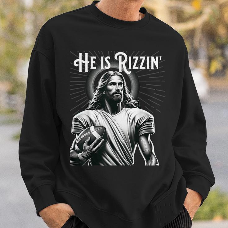 He Is Rizzin Jesus Playing Football Sports Rizz Sweatshirt Gifts for Him