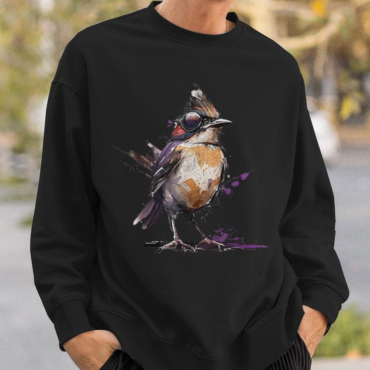 Robin Bird Birder Cool Retro Cyberpunk Spring Bird Vintage Sweatshirt Gifts for Him