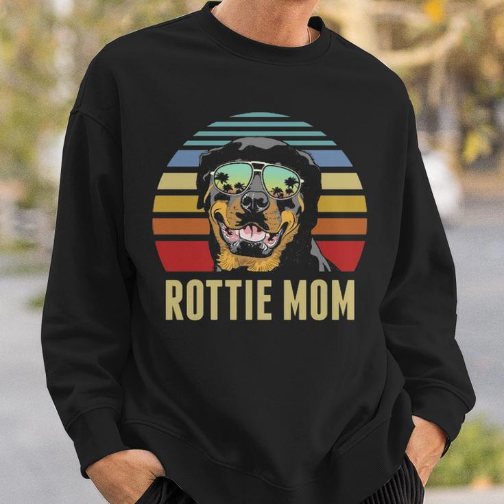 Rottie Mom Rottweiler Dog Vintage Retro Sunset Beach Vibe Sweatshirt Gifts for Him