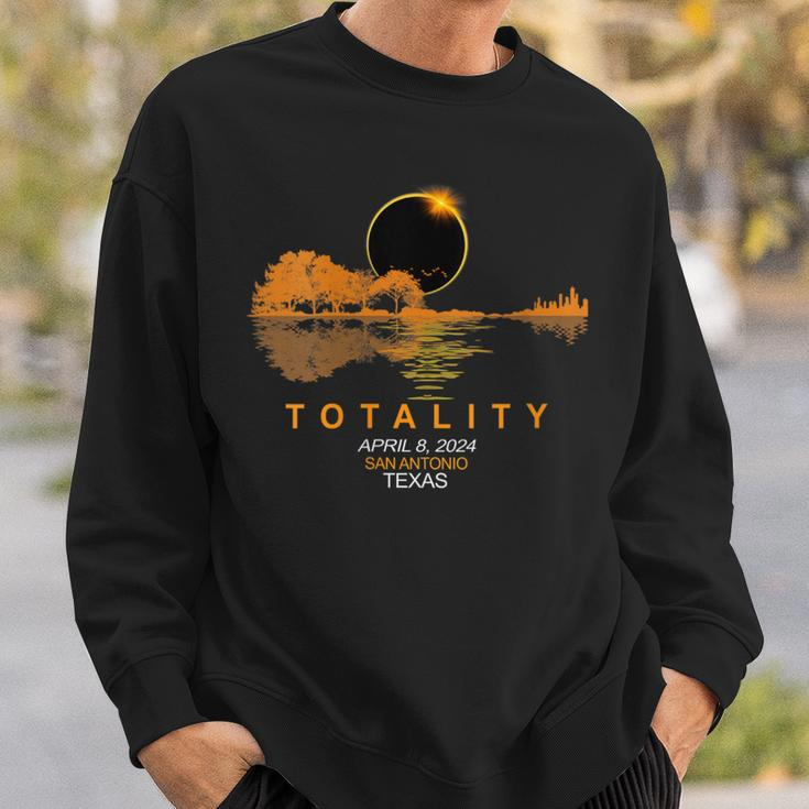 San Antonio Texas Total Solar Eclipse 2024 Guitar Sweatshirt Gifts for Him