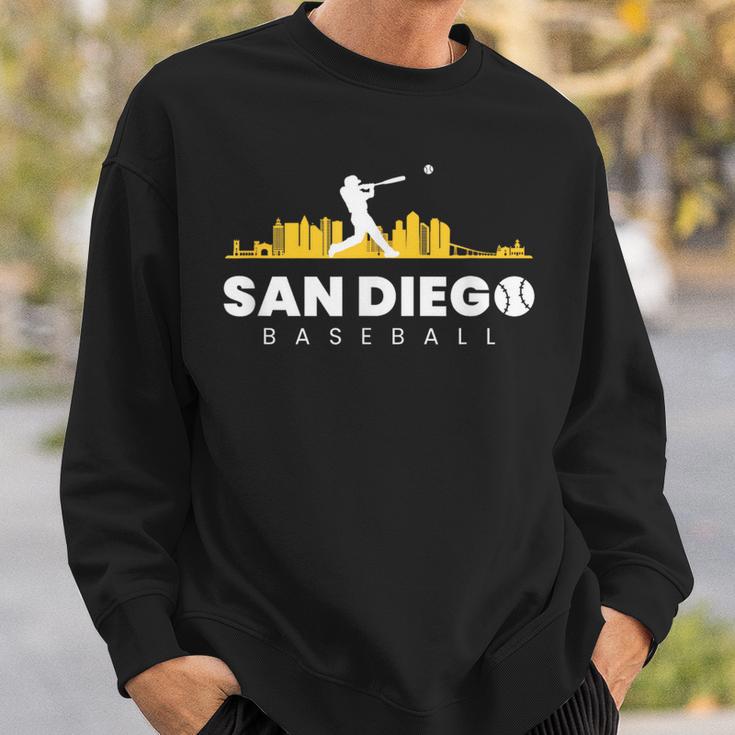 San Diego Baseball Vintage City Skyline Retro Baseball Lover Sweatshirt Gifts for Him