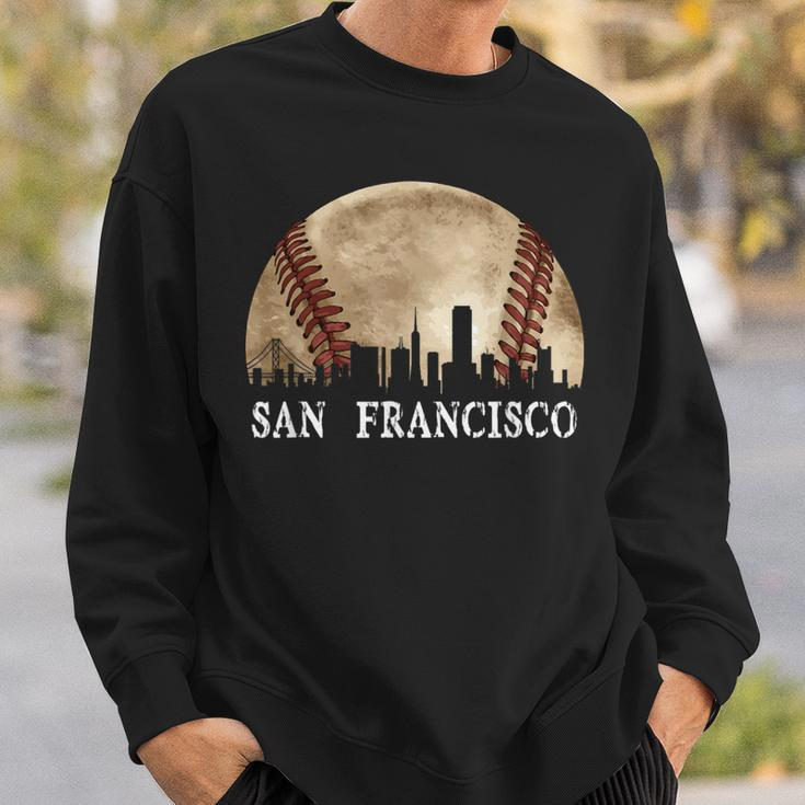 San Francisco Skyline City Vintage Baseball Lover Sweatshirt Gifts for Him