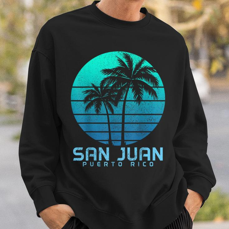 San Juan Puerto Rico Vintage Palm Trees Beach Souvenir Pride Sweatshirt Gifts for Him