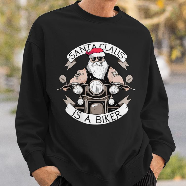 Santa Claus Is A Biker Motorcycle Christmas Meme On Back Sweatshirt Gifts for Him