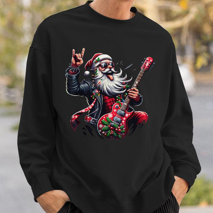 Santa Claus Guitar Player Rock & Roll Christmas Sweatshirt Gifts for Him
