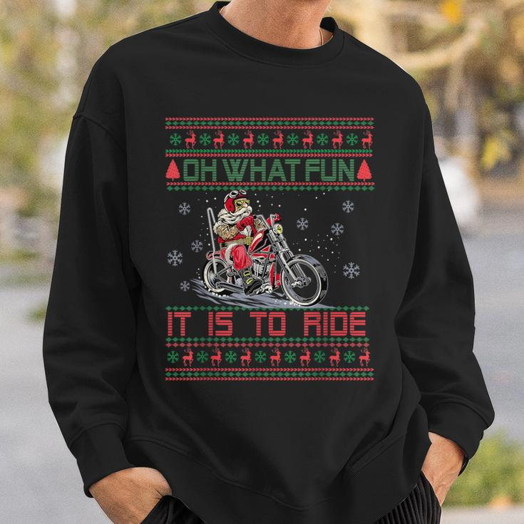 Santa Claus Riding Motorcycle Xmas Biker Present Christmas Sweatshirt Gifts for Him