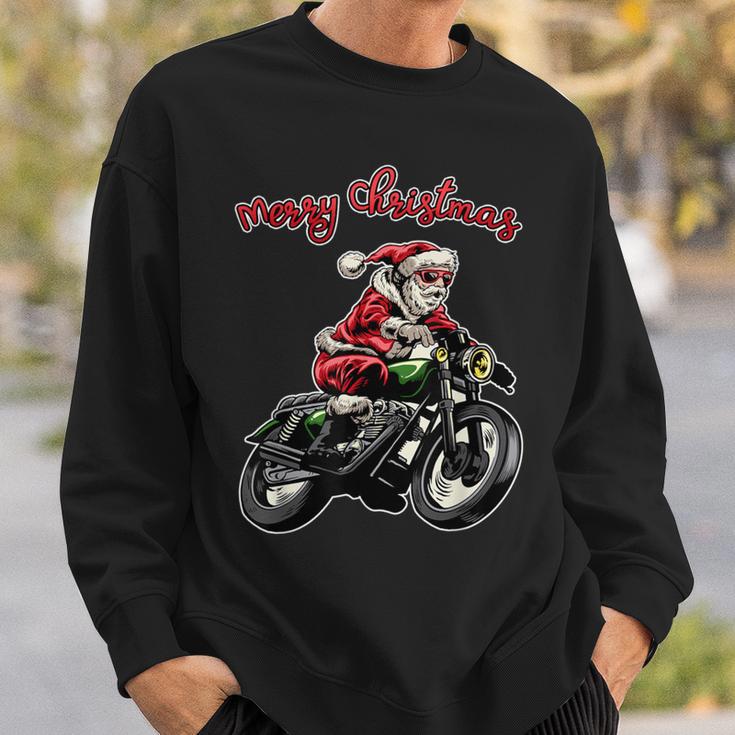 Santa Riding A Motorbike Christmas Motorcycle Christmas Sweatshirt Gifts for Him