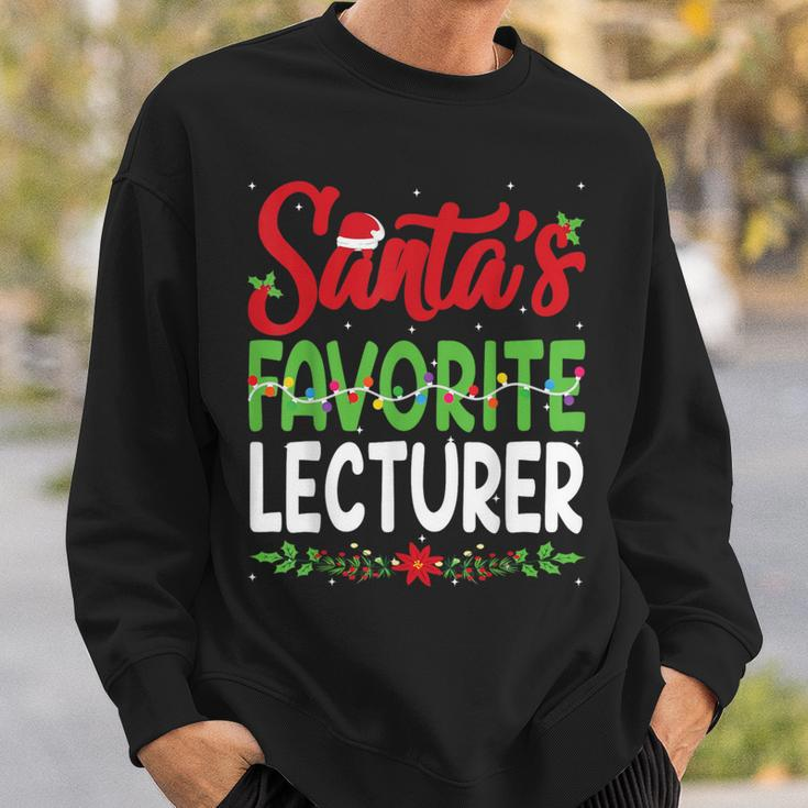 Santa's Favourite Lecturer Christmas Santa Hat Lights Sweatshirt Gifts for Him