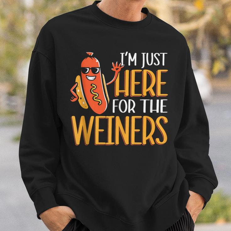 Sausage I'm Just Here For The Wieners Hot Dog Sweatshirt Gifts for Him