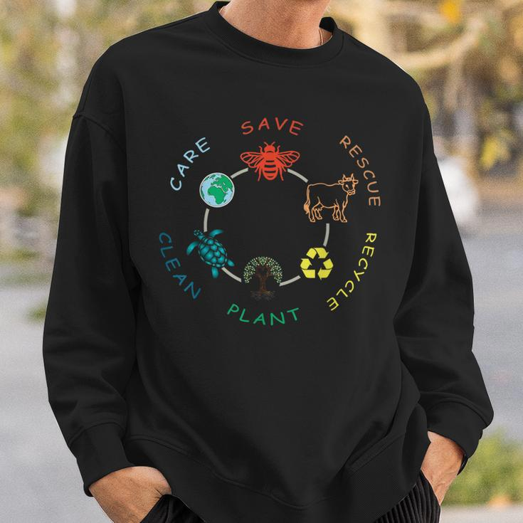 Save Bees Rescue Animals Recycle Plastic Vintage Earth Day Sweatshirt Gifts for Him