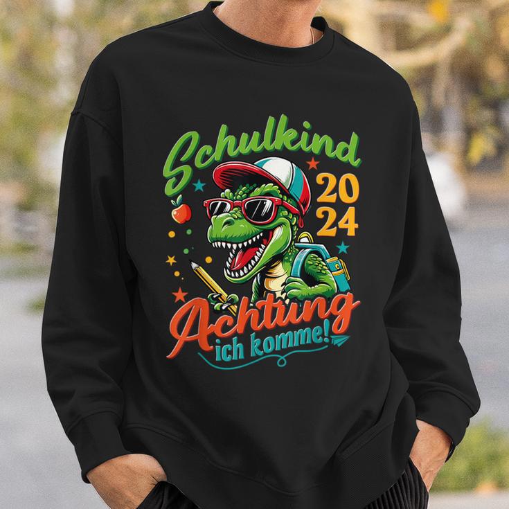 Schulkind 2024 T-Rex Dino Achtung Ich Komme Einschulung Sweatshirt Geschenke für Ihn