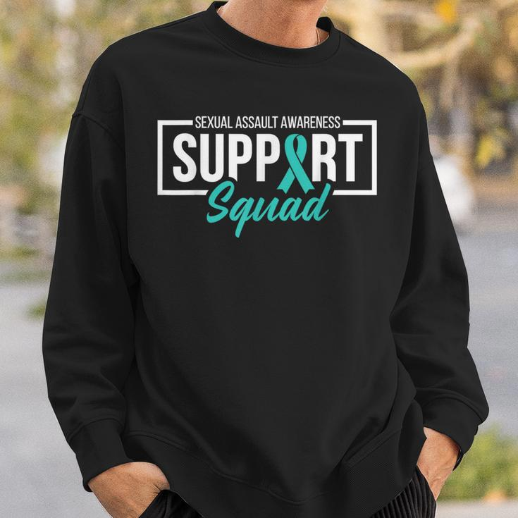 Sexual Assault Awareness Support Squad I Wear Teal Ribbon Sweatshirt Gifts for Him