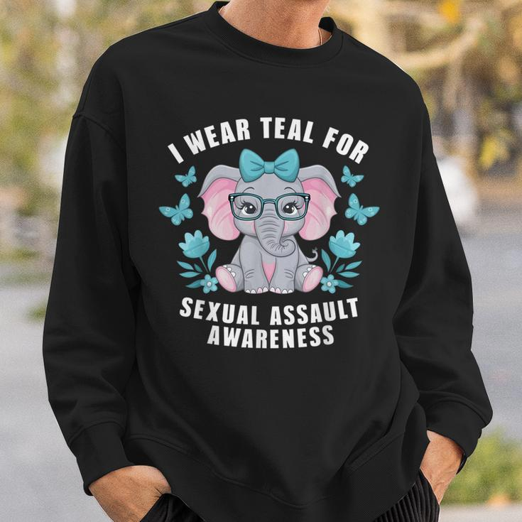 Sexual Assault Awareness I Wear Teal Cute Elephant 2024 Sweatshirt Gifts for Him