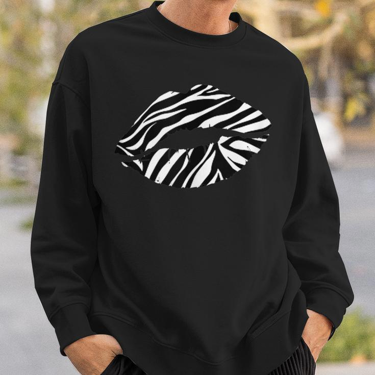 Sexy Wild Zebra Lips Cool Animal Print Trendy Graphic Sweatshirt Gifts for Him