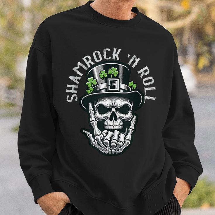 Shamrock N Roll Leprechaun Punk & Clover Skulls Apparel Sweatshirt Gifts for Him