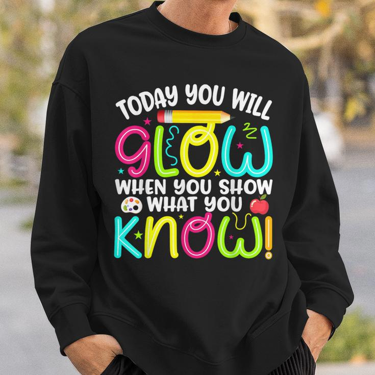 What You Show Rock The Testing Day Exam Teachers Students Sweatshirt Gifts for Him