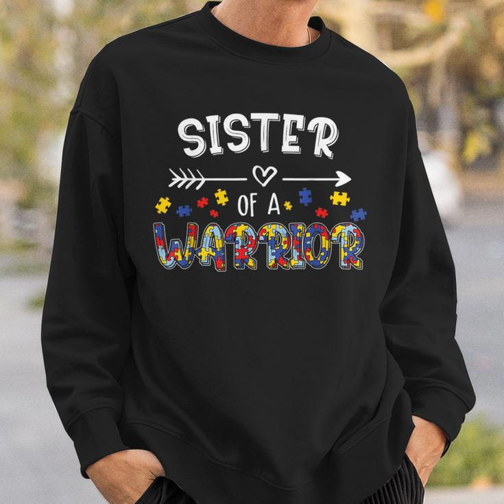 Sister Of A Warrior Family Sis World Autism Awareness Day Sweatshirt Gifts for Him