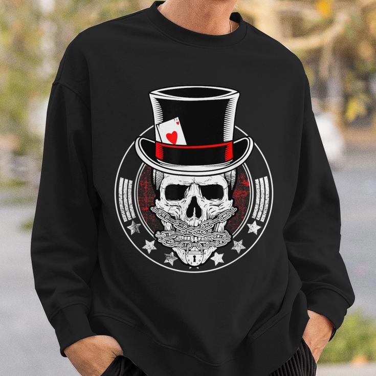 Skull Poker Ace Of Hearts Casino Gambling Card Player Sweatshirt Gifts for Him