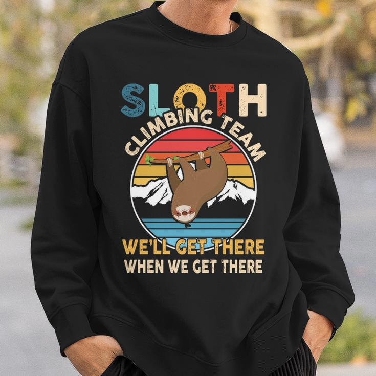Sloth Climbing Team Retro Vintage Hiking Climbing Sweatshirt Gifts for Him
