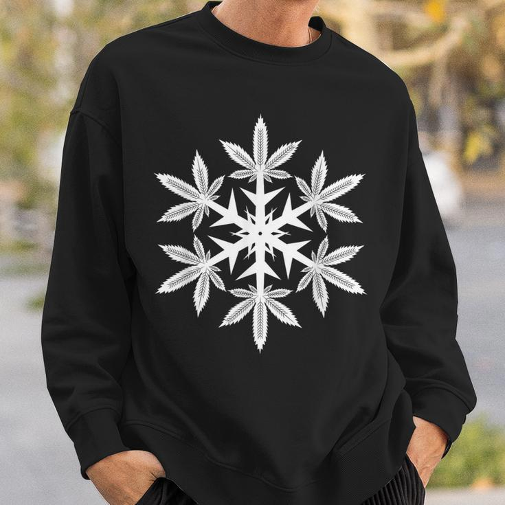Snowflake Weed Marijuana Leaf Christmas Pajama Sweatshirt Gifts for Him