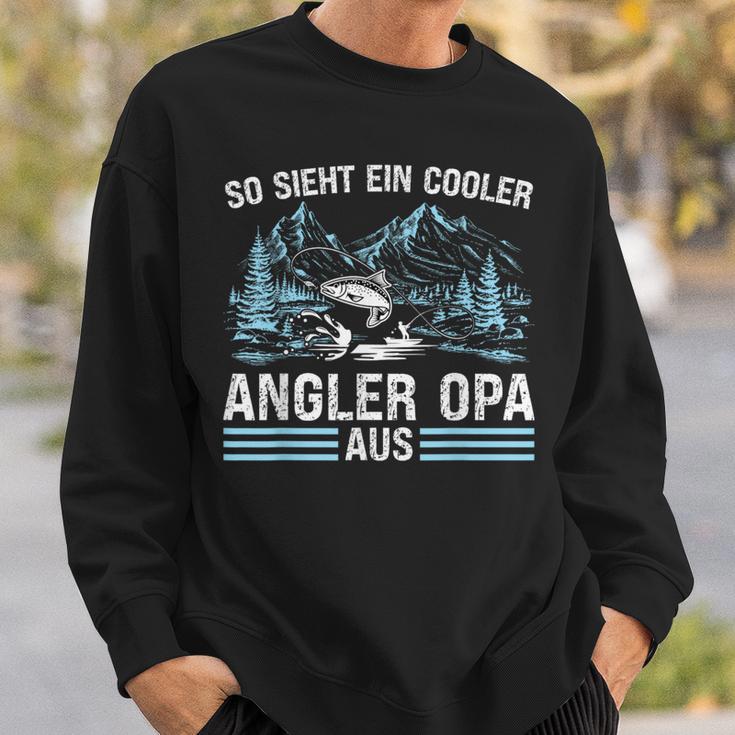 So Sieht ein Cooler Angler Opa Aus Sweatshirt Schwarz für Männer Geschenke für Ihn