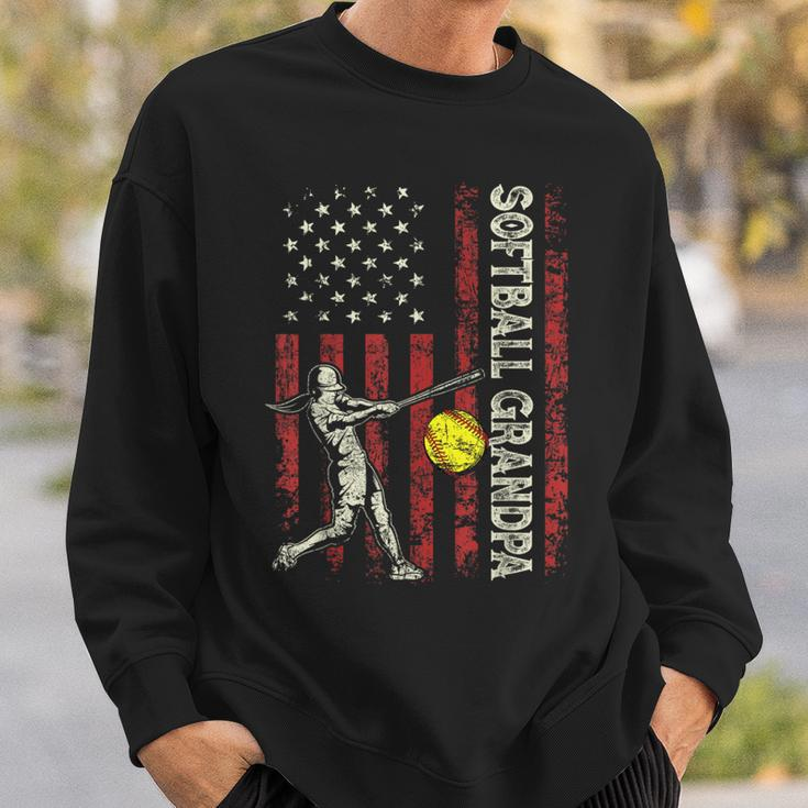 Softball Grandpa Us Flag Dad Patriotic Fathers Day Sweatshirt Gifts for Him