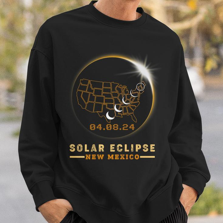 Solar Eclipse 2024 America Totality Total New Mexico Usa Map Sweatshirt Gifts for Him