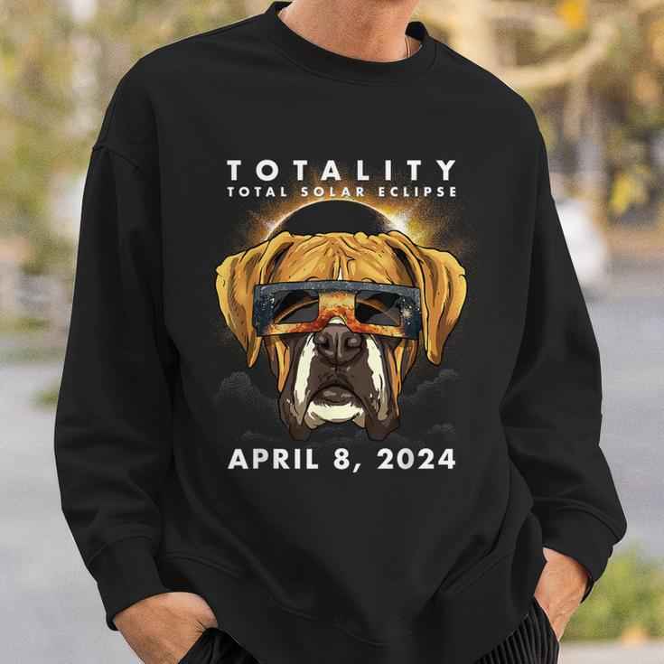 Solar Eclipse 2024 Boxer Dog Wearing Glasses Sweatshirt Gifts for Him
