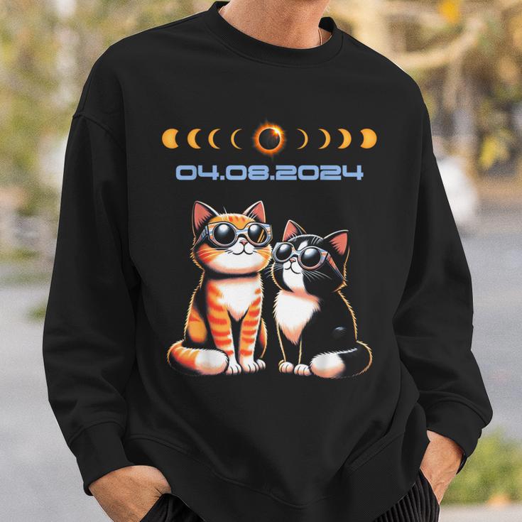 Solar Eclipse 2024 Cats Wearing Solar Eclipse Glasses Sweatshirt Gifts for Him