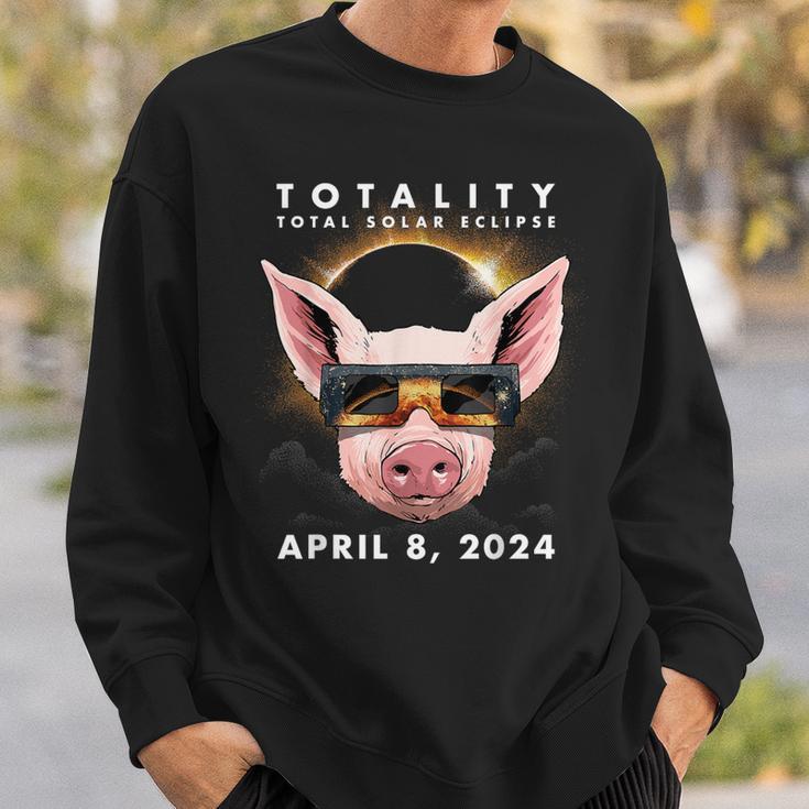 Solar Eclipse 2024 Pig Wearing Eclipse Glasses Sweatshirt Gifts for Him