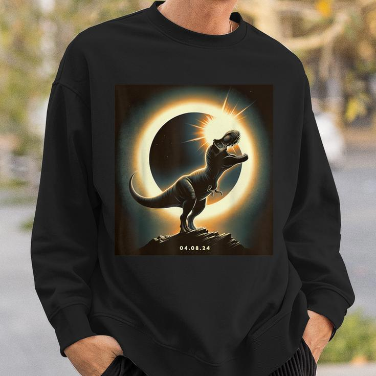 Solar Eclipse 2024 T-Rex Dinosaur April 8 2024 Total Eclipse Sweatshirt Gifts for Him