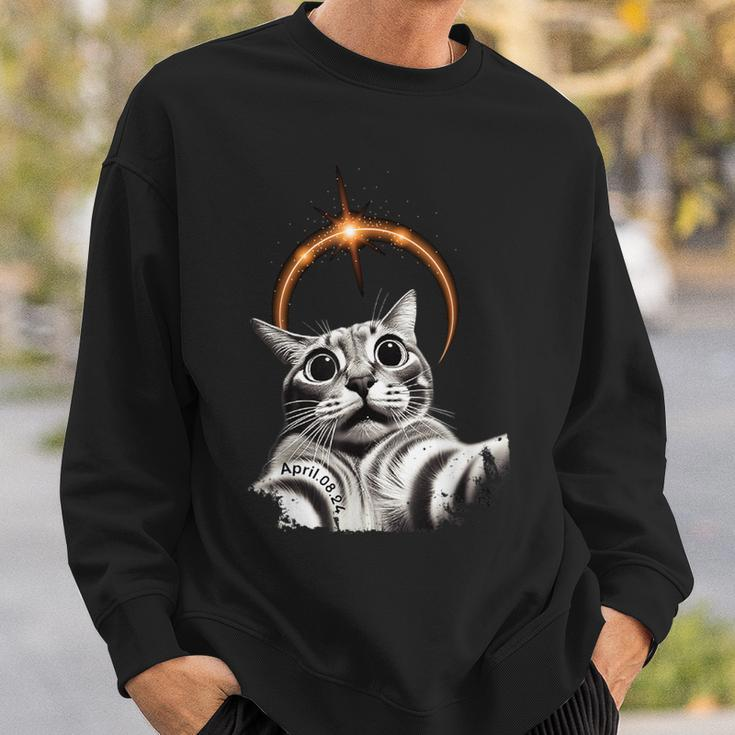 Solar Eclipse 8 April Selfie Cat 2024 Solar Eclipse Sweatshirt Gifts for Him