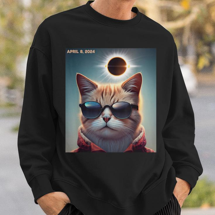Solar Eclipse Cat 2024 April 8 Solar Eclipse Glasses Sweatshirt Gifts for Him