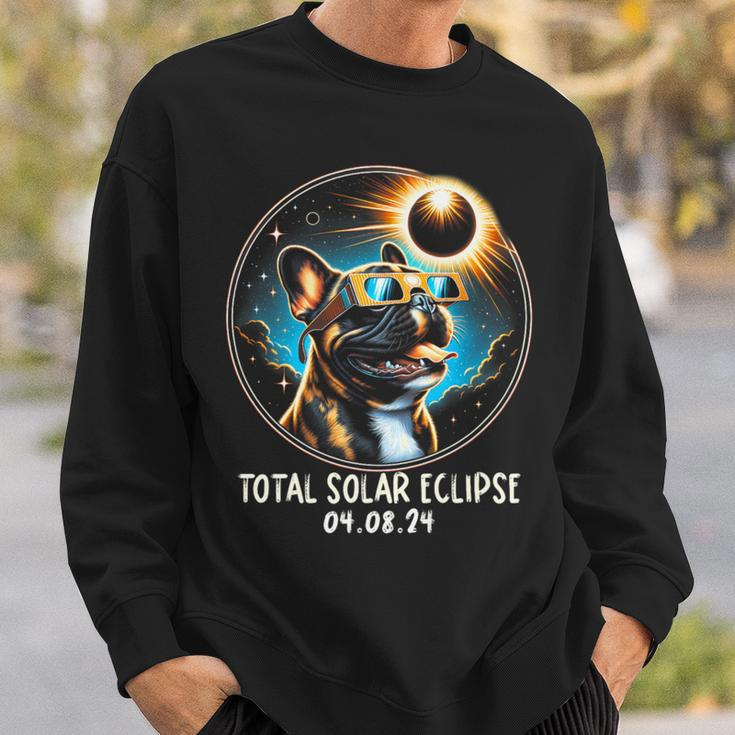 Solar Eclipse French Bulldog Wearing Glasses April 8 2024 Sweatshirt Gifts for Him