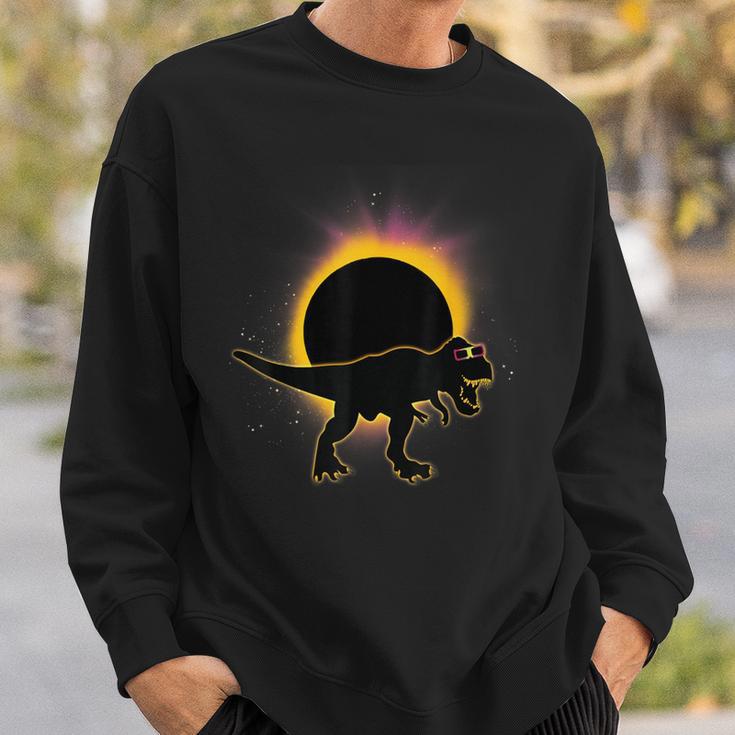 Solar Eclipse Trex Dinosaur Wearing Solar Eclipse Glasses Sweatshirt Gifts for Him