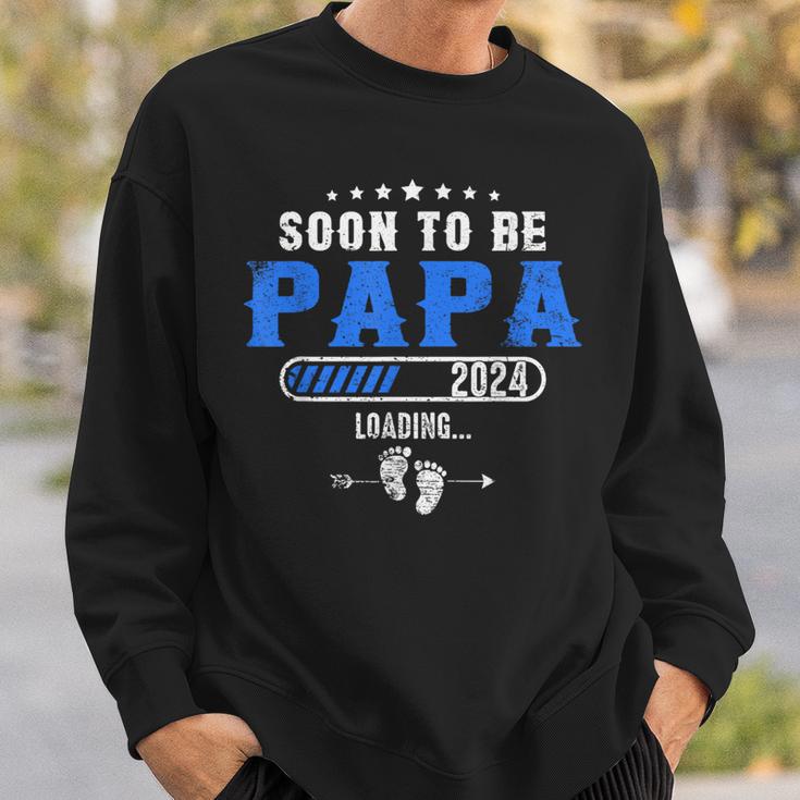 Soon To Be Papa Est 2024 Retroatertag New Daddy Sweatshirt Geschenke für Ihn