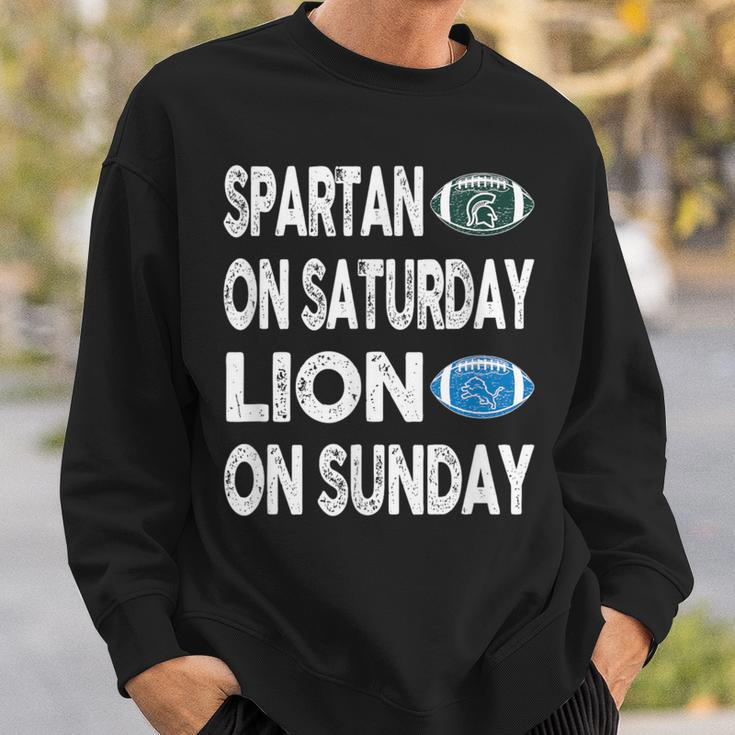 Spartan On Saturday Lion On Sunday Detroit Vintage Fun Sweatshirt Gifts for Him