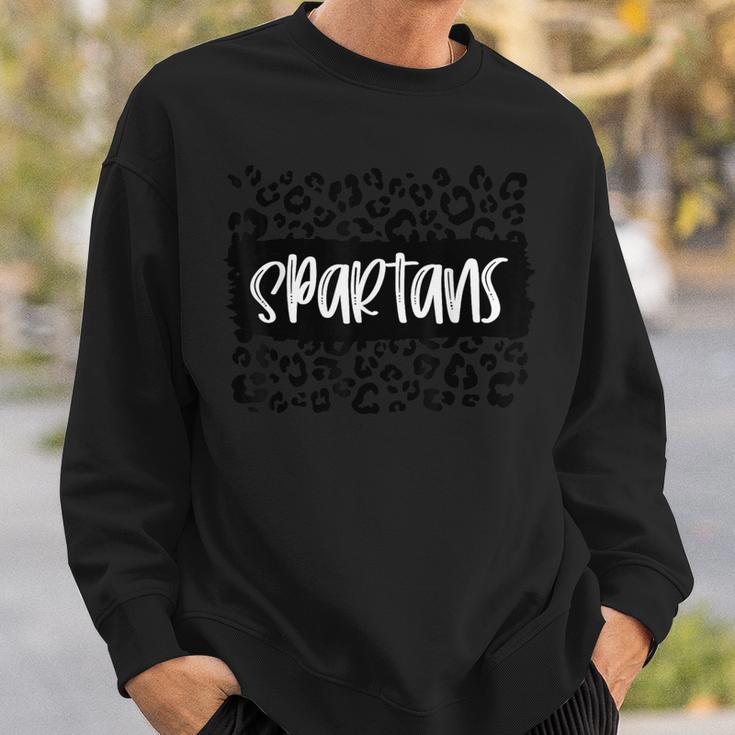 Spartans Team Mascot School Spirit Game Night Leopard Print Sweatshirt Gifts for Him