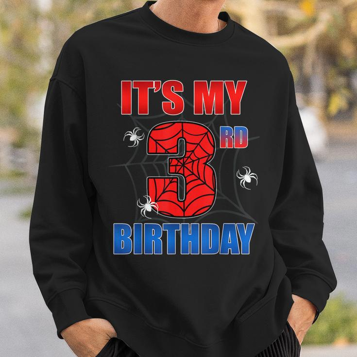 Spider Web 3 Years Old It's My 3Rd Birthday Boy Party Sweatshirt Gifts for Him